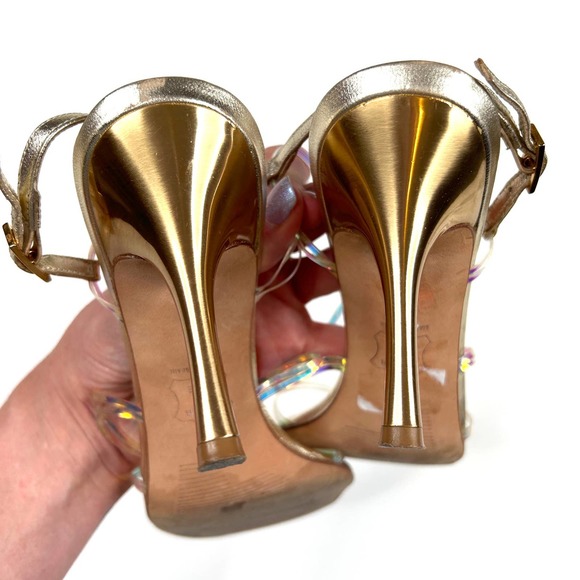 Stuart Weitzman | Iridescent Stiletto 90s Sandal Heel Size 8 - Picture 5 of 6